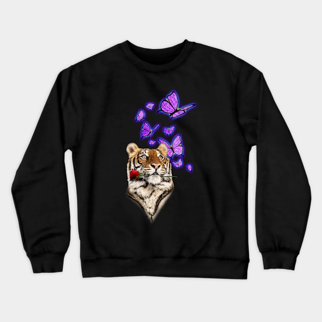 Don't Mess With A Lady Tiger! Self-Empowerment T-shirts for Women! Crewneck Sweatshirt by Touching Lives Urban Apparel